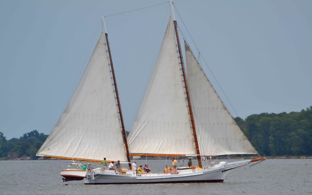 1889 bugeye Edna Lockwood docking in Colonial Beach during Potomac River Festival